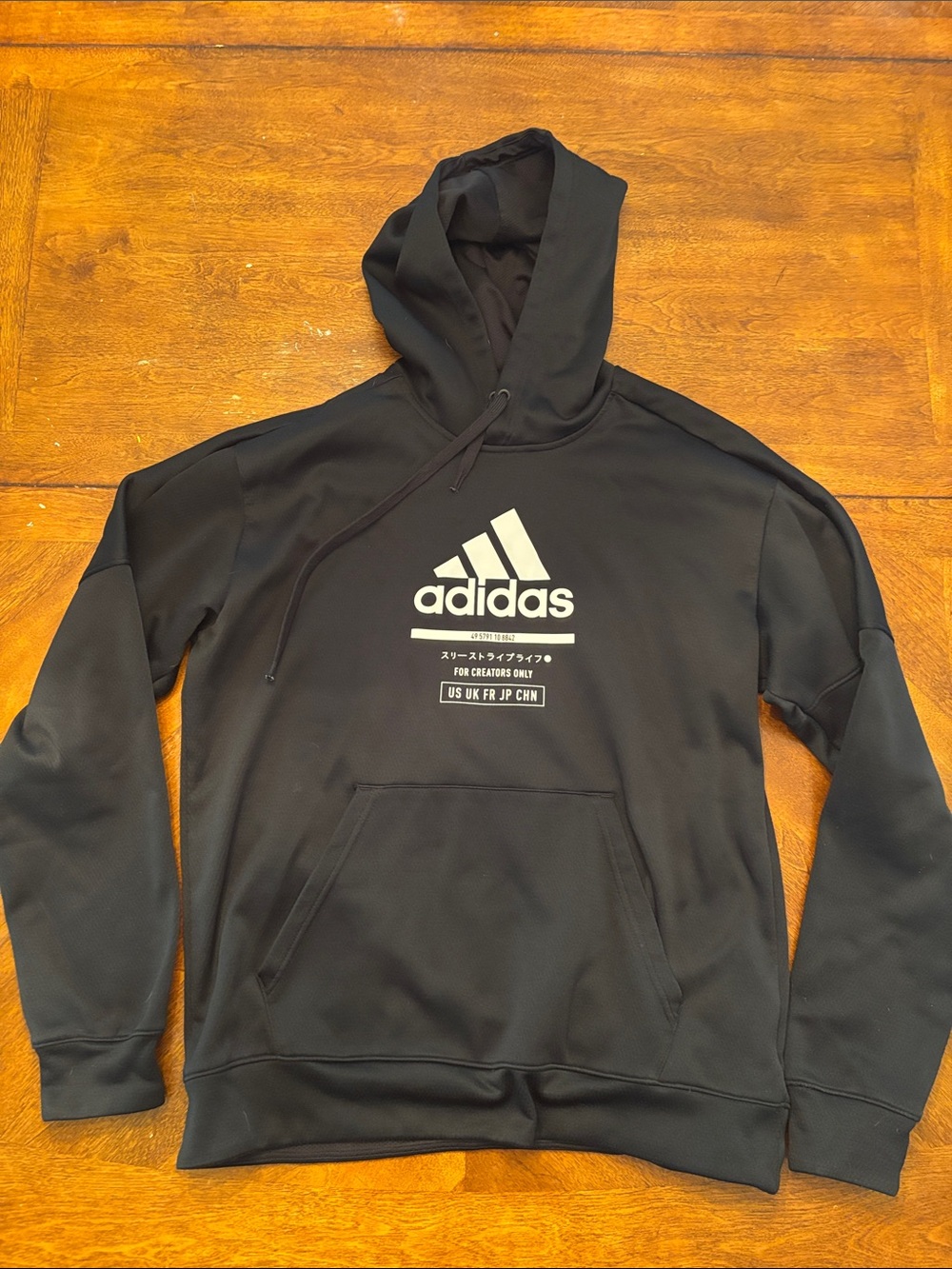 adidas Black Pullover Hoodie with White Logo